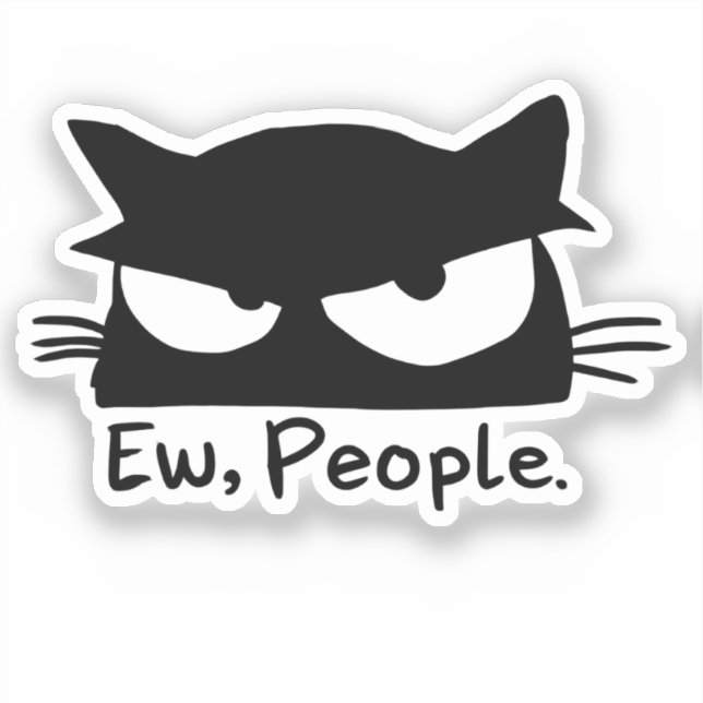 Gens dégoûtants Introverti Autocollant de Chat Drô (Recto)