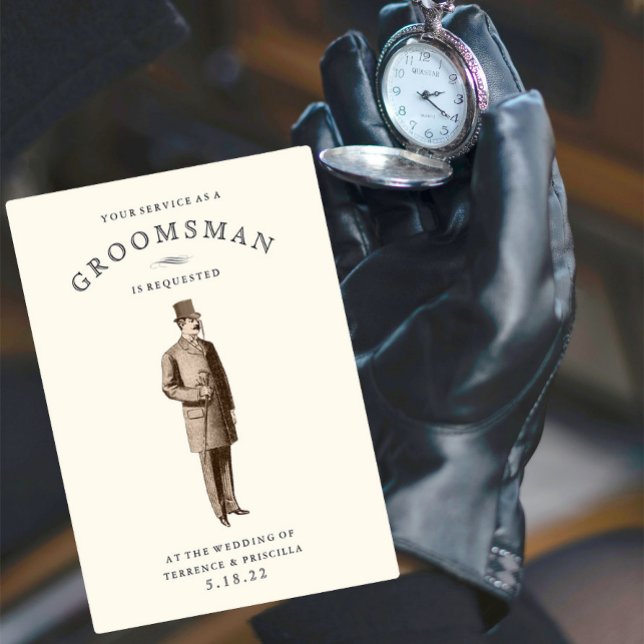 Gent vintage | Carte de demande Groomsman (Créateur téléchargé)