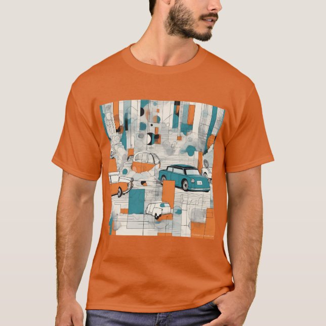 Geo Fusion : T-Shirt d'impression graphique modern (Devant)