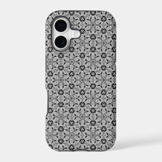 Geo Hexagon Black + Silver Motif iPhone 5 Coque