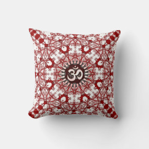 Geo-Lace Mandala Blanc Rouge OM Coussin / Coussin