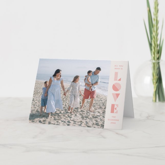 Geo Love Valentine's Day Carte photo - Saumon (Devant)