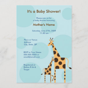 Geo the Giraffe Baby shower Invitation - Bleu