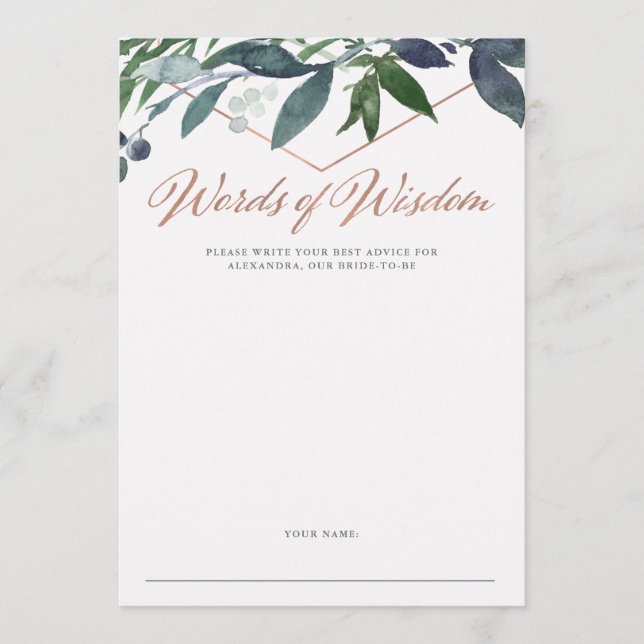 Geo vert | Carte de conseil Rose Gold Fête des mar (Devant)