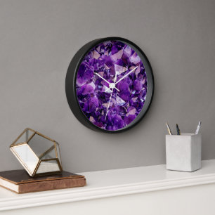 Géode Améthyste Violet Crystal Gemstone Horloge mu