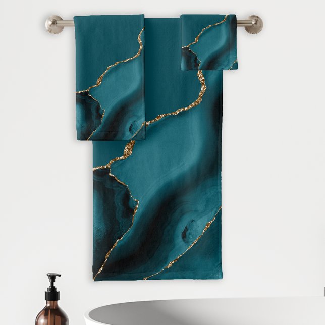 Géode d'agate élégant bleu sarcelle or (Créateur téléchargé)