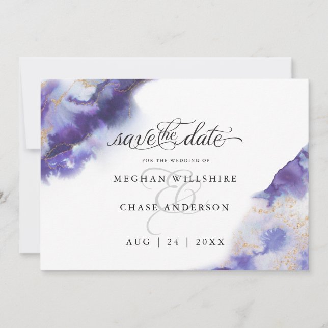 Géode d'aquarelle Améthyste moderne BarefootBride™ (Devant)