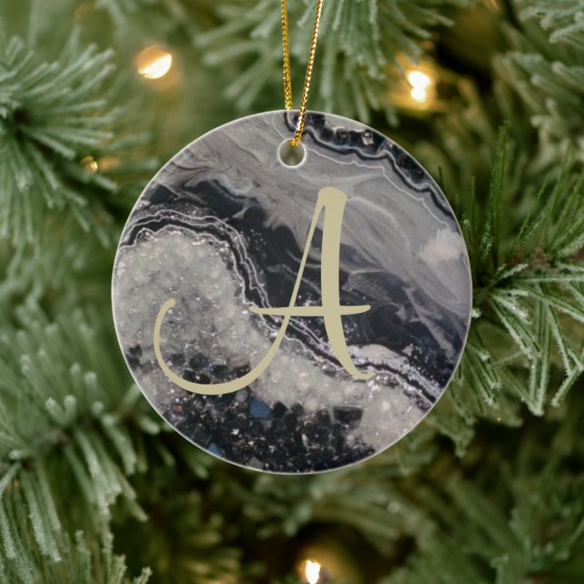 Géode de Noël initial personnalisé ornement cérami (Arbre)