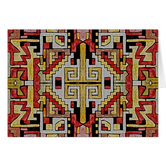 Géométhrique Tribal/Ethnic Motif rouge et jaune (Devant horizontal)