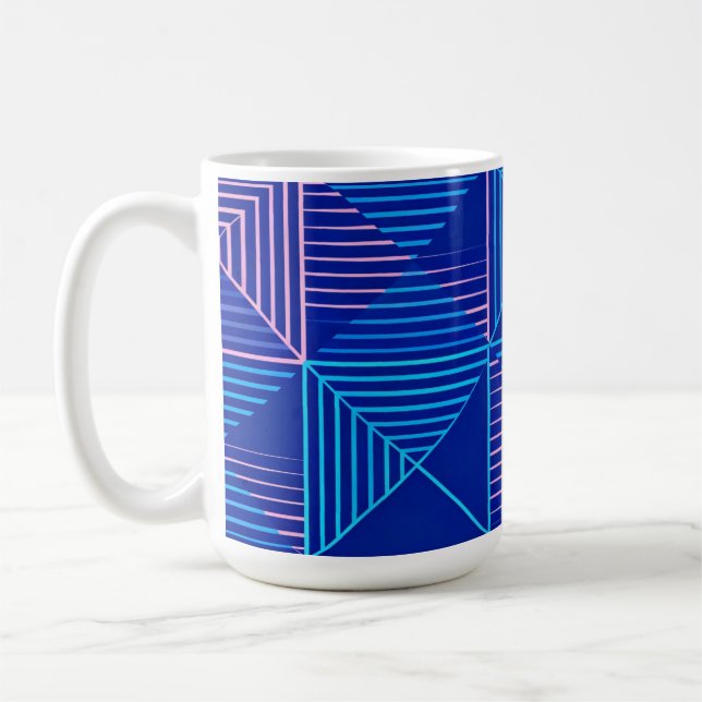 Geometric Abstract Mug Blue Pink Neon Pattern Coff (Gauche)