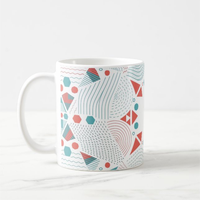 Geometric Mug - Coffee Mug  Coral & Teal Design (Gauche)