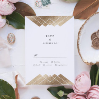 Geometric Pink Gold Gatsby Wedding RSVP