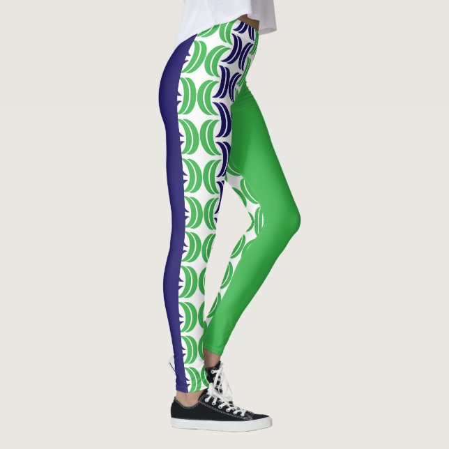 Géométrie chic : Vert Bleu Leggings modernes (Droite)