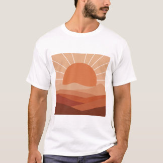 Géométrie du désert – T-Shirt minimaliste Soleil e