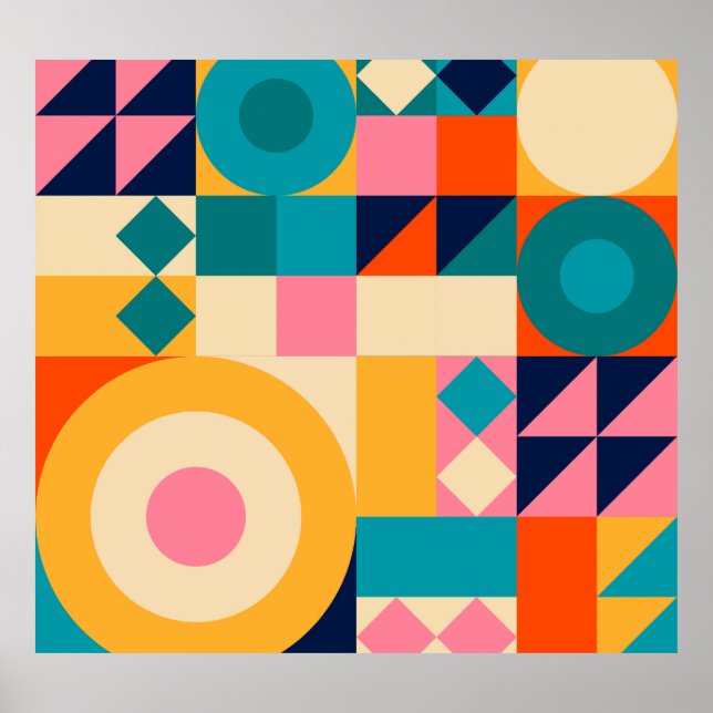 Géométrie minimaliste : affiche d'illustration Vin (Devant)