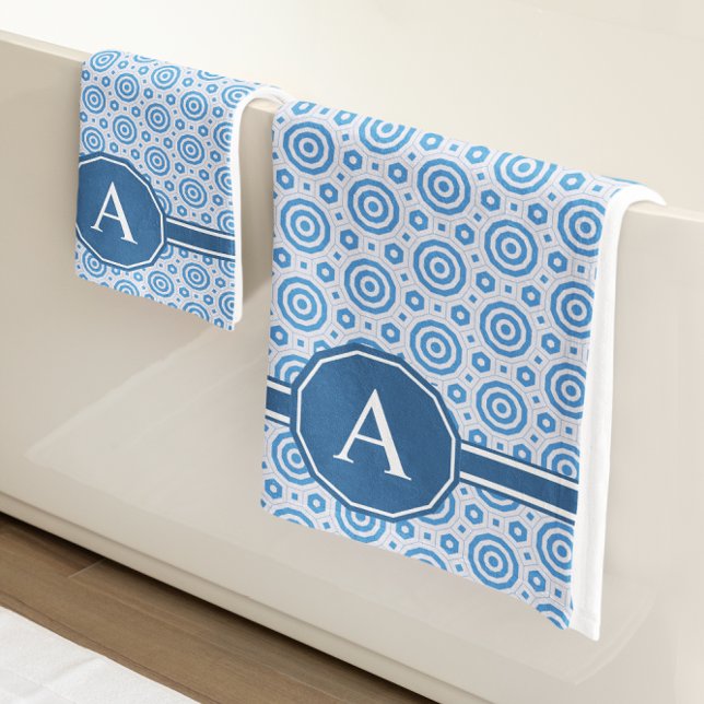 Géométrie moderne simple bleu et blanc (Créateur téléchargé)