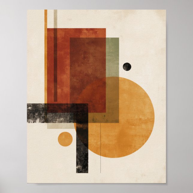Géométrie Rétro – Art mural minimal en beige rouil (Devant)