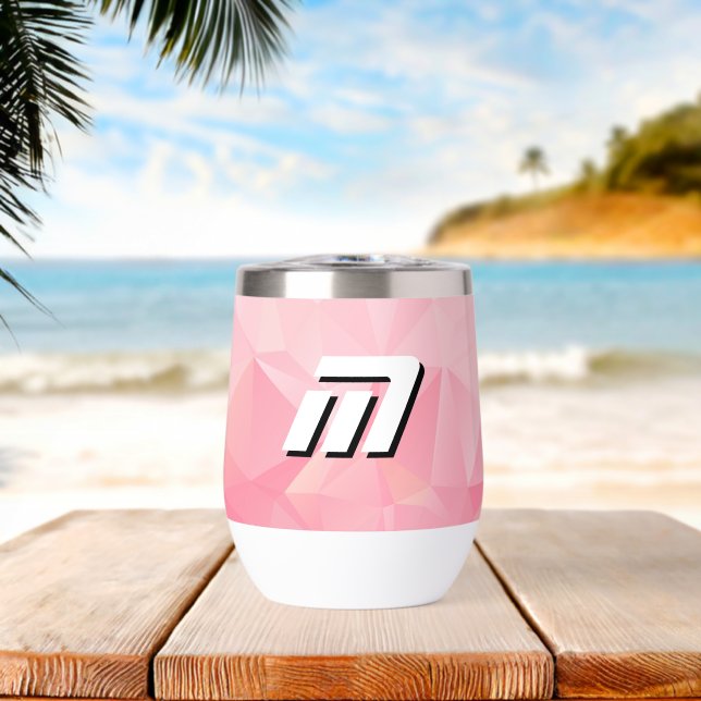 Géométrie Rose Esthétique Polygone Monogramme Mode (Plage (pivotée))