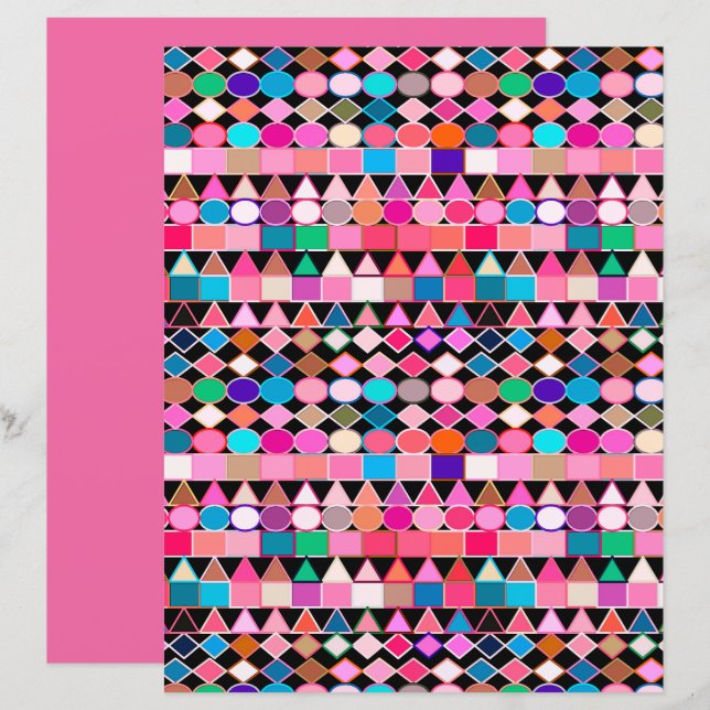 Géométrie Tribale moderne, couleurs de bijoux sur  (Devant / Derrière)