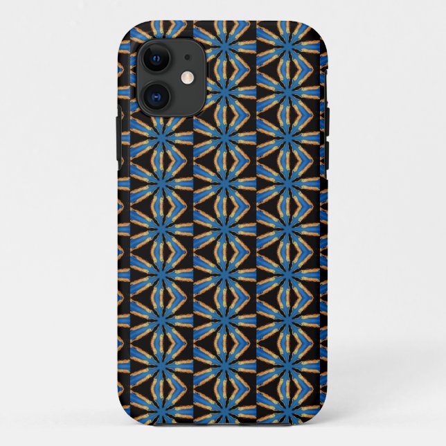 géométrique bleue sur coque noir (Dos)