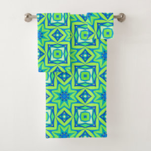 Géométrique étoile Abstraite - Vert chaux et bleu