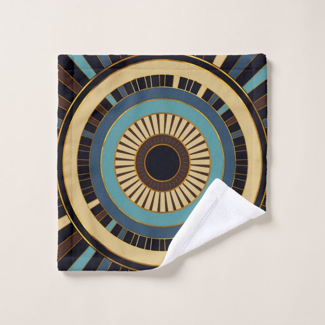 Géométrique, rétro, design élégant, cercles, bande (Gant de toilette)