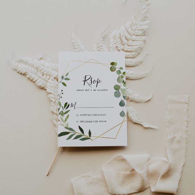 Géométrique Tropical Vert Feuille espagnol RSVP (Créateur téléchargé)