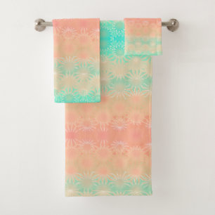Géométrique verte, pêche, melon et corail