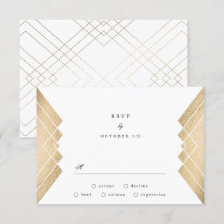 Géométrique Vintage Gatsby mariage or blanc RSVP