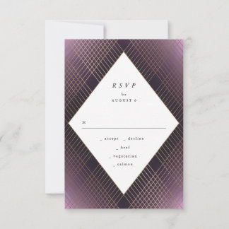 Géométrique Violet Gold Gatsby Wedding RSVP