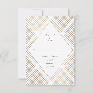 Géométrique White Gold Gatsby Wedding RSVP