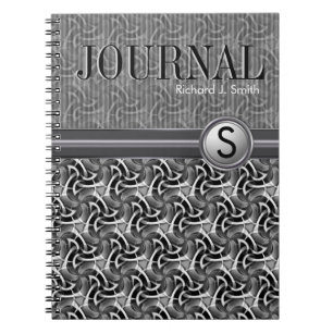 Geometry Hexagon Motif Black White Journal