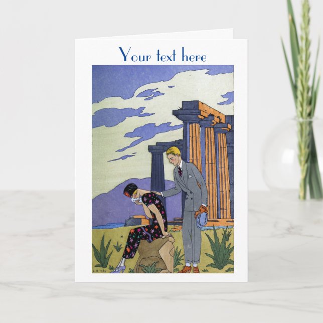 George Barbier Art déco Carte de remerciements mod (Devant)