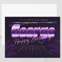 George prénom carte rétro lilas anniversaire