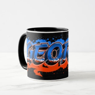 George Prénom Graffiti blue Tasse orange