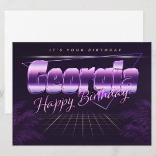 Georgia prénom nom carte rétro lilas anniversaire