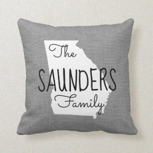Géorgie Famille Monogramme Oreiller
