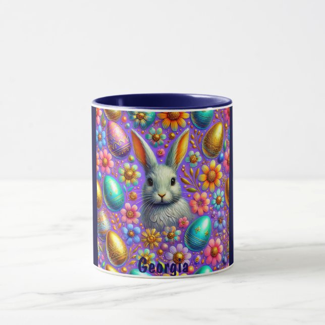 GÉORGIE ~ OEufs DE BUNNY DE PÂQUES Fleurs ~ Mug (Centre)
