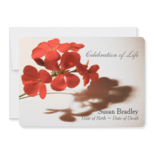 Géranium Célébration de la vie Faire-part funérair