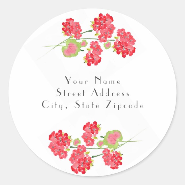 Géraniums aquarelles étiquette (Devant)