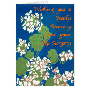 Geraniums blancs sur Blue Get Well Hip Surgery