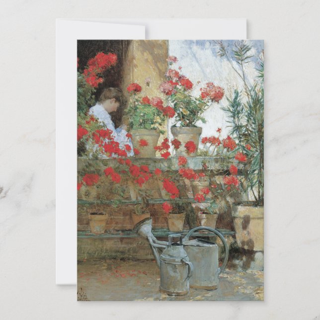 Geraniums par Childe Hassam, Impressionnisme Vinta (Devant)