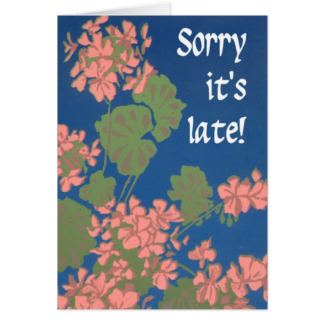 Geraniums rose saumon sur Bleu Profond, Belge (Devant)