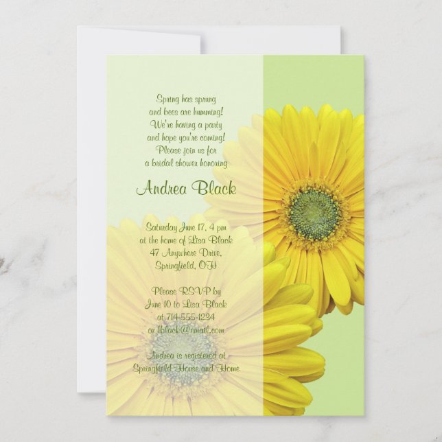 Gerber Jaune Daisy Green Bridal Douche Invitation (Devant)