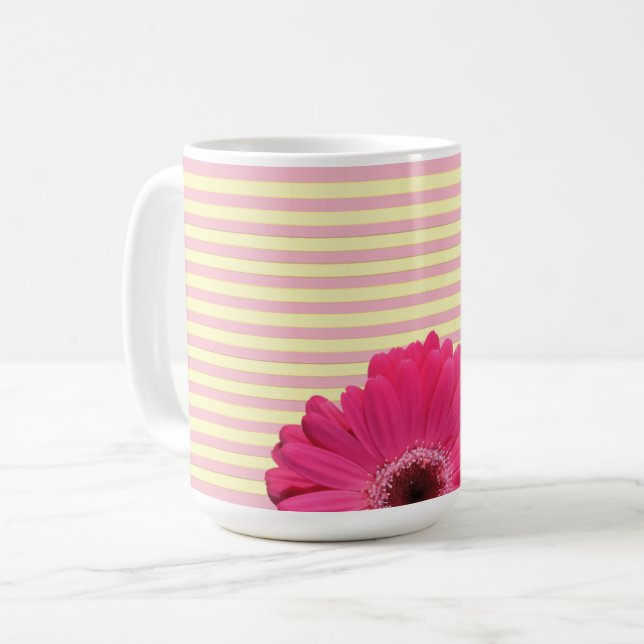 Gerber rose Daisy Candy Stripe café Mug (Devant gauche)