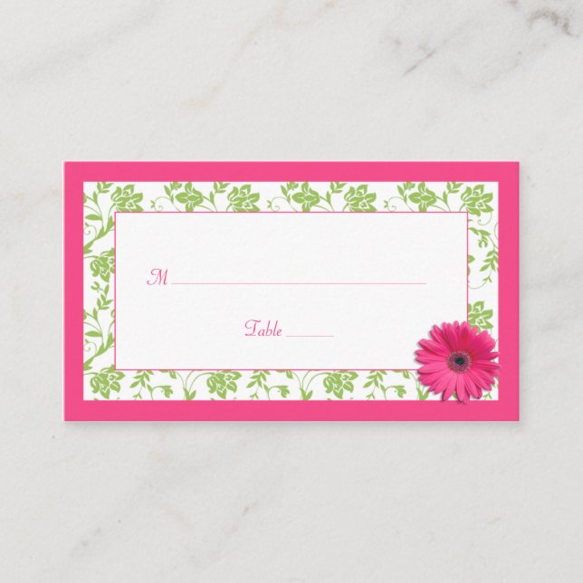 Gerber Rose Daisy Green Mariage damassé Cartes de  (Devant)
