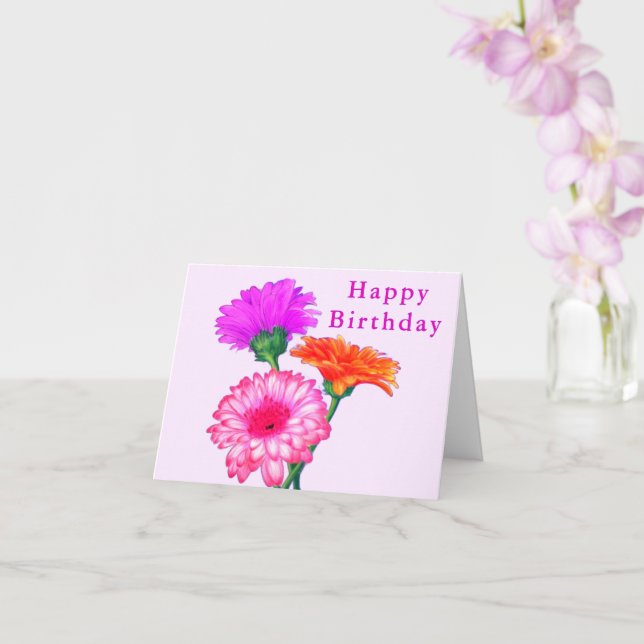 Gerbera Daisies Bonne carte d'anniversaire (Orchidée)