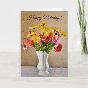 Gerbera Daisies Colorée Artsy Carte d'anniversaire