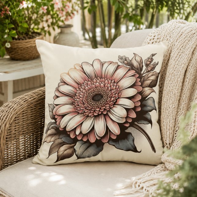 Gerbera Daisy Coussin pour le confort inspiré du j (Gerbera Daisy Pillow for Garden-Inspired Comfort)