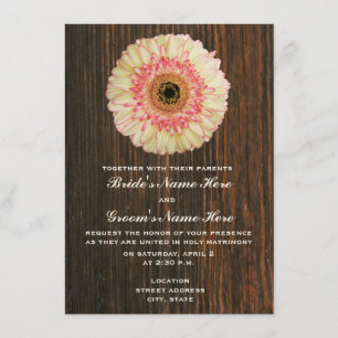 Gerbera Daisy et Barnwood Faire-part de mariage